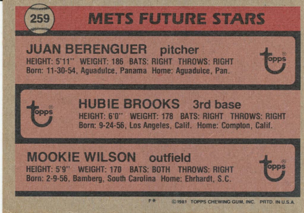 mookie wilson, hubie brooks, juan berenguer